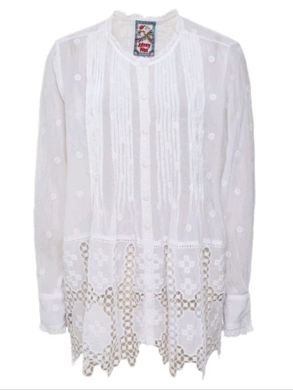 JOHNNY WAS White Baez Phaedra Long Dleeve Top Size XL